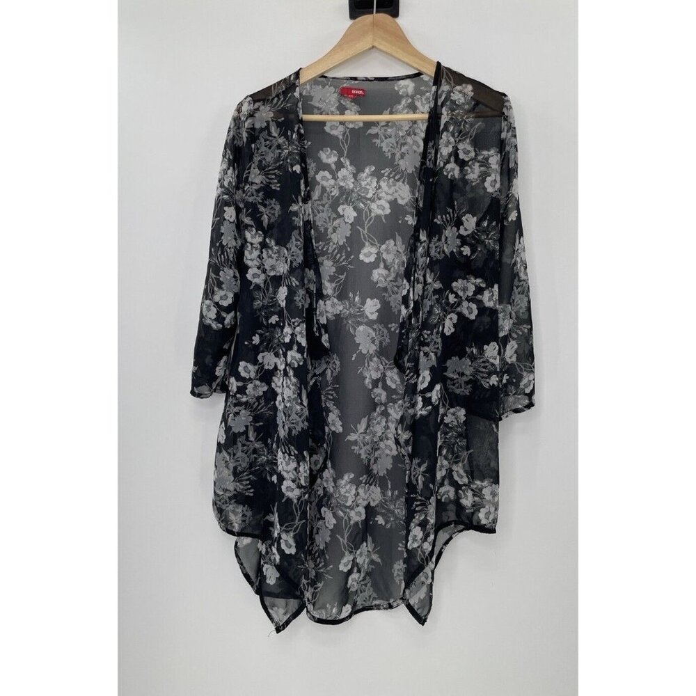 Bongo‎ Women’s Sheer Chiffon Floral Open Front Blouse Size Small, Workwear, Boho